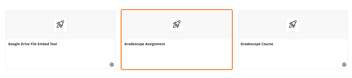 Blackboard Content Market with the Gradescope Assignment tile highlighted